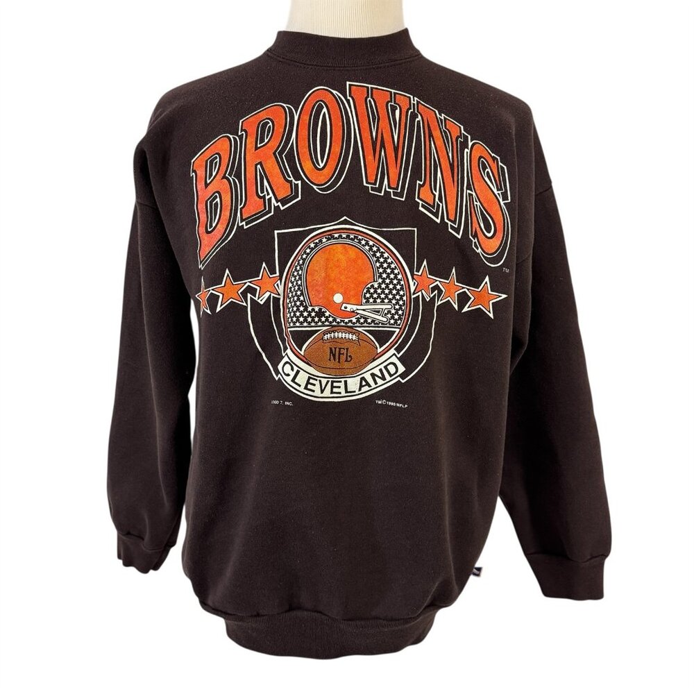 Cleveland Browns Football Sweatshirt Size XL Logo 7 Vintage 1990 USA NFL - Picture 1 of 8
